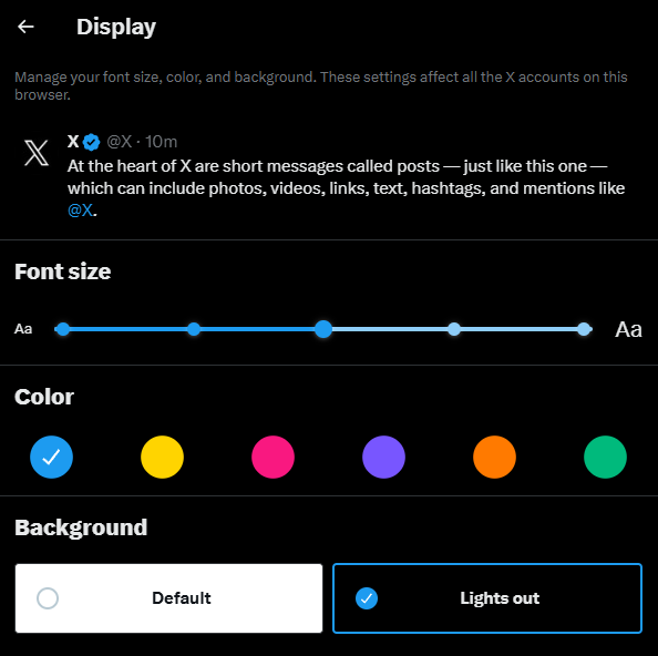 _CaptainRichard's tweet photo. What the heck? I was on Twitter and the background just went black, so I just checked my display settings and Dim mode was removed??

Dim mode is a nice, low contrast mode and easy on the eyes. Why would anyone think removing it was better for the platform? 🤨

#DimMode https://t.co/apvGayQQoL