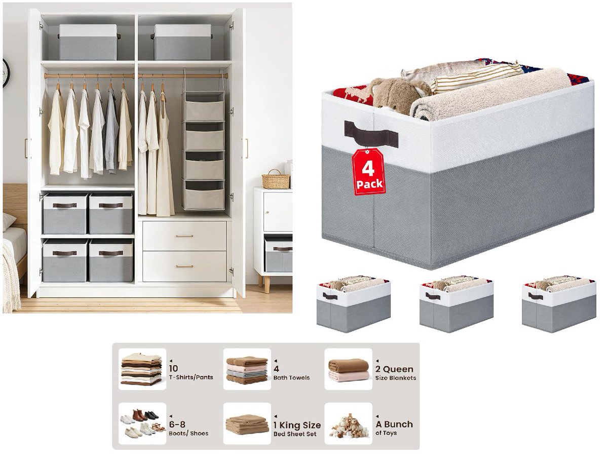 4 Pack 14"x10" Closet Storage Baskets Bins only $11.99 after Amazon coupon code
1. Click amzn.to/4clTWO3 and add for $19.98. Can get up to 10 orders but must order all in same order
2. Use coupon code Z6UZCTAQ at checkout for the discount
Z6UZCTAQ