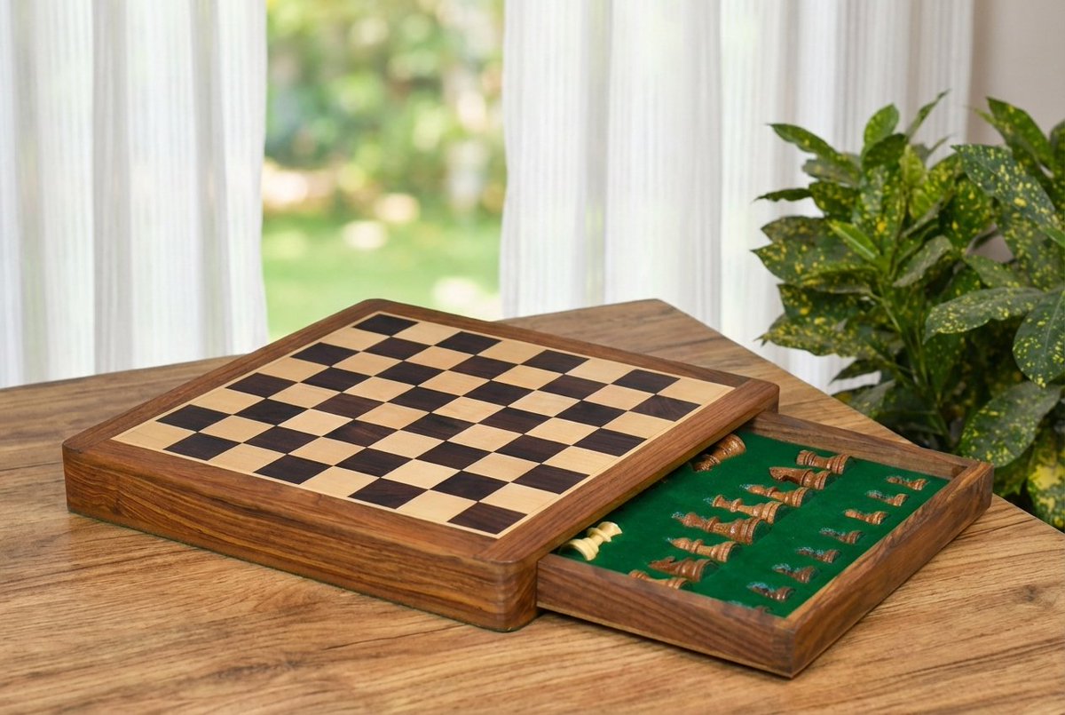 chessbazaar's tweet image. 12" Magnetic Travel Chess Set – Matte Rosewood
Compact magnetic set with drawer storage and extra queens. Elegant, secure, and perfect for travel play. ♟️
#travel #magnetic #chessset