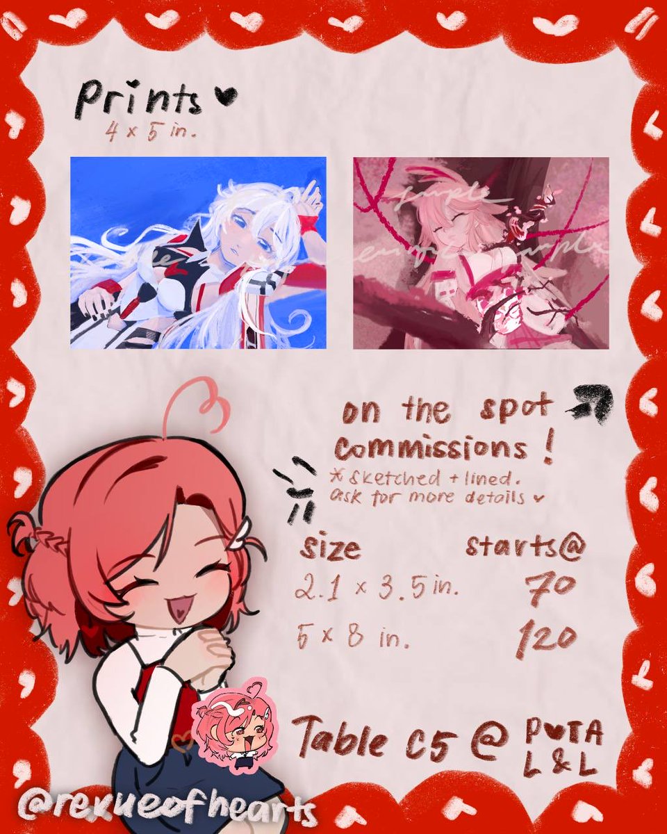 today's gotta be the day to tell you all about these sugar-filled feelings of mine!

i'm tabling in pota's valentines event with <a href="/candiedsodas/">mayari ₍⸍⸌̣--⸍̣⸌₎ working on cmms</a> and <a href="/poialamode/">jun 🍉</a>! i'll be doing on the spot comms 💘

💗 table c5
🕙 10am–10pm
❣️ centris, qc

#PatronsOfTheArts #PotALoveandLust