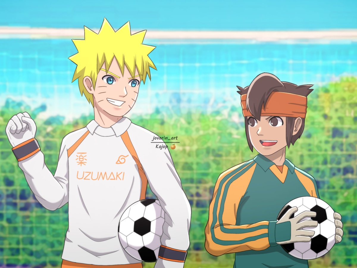 Naruto and Mamoru ⚽
.
Fun fact: They have the same VA, with literally same iconic voice akdksksk 
.
#narutoshippuden #inazumaeleven #narutouzumaki #mamoruendou