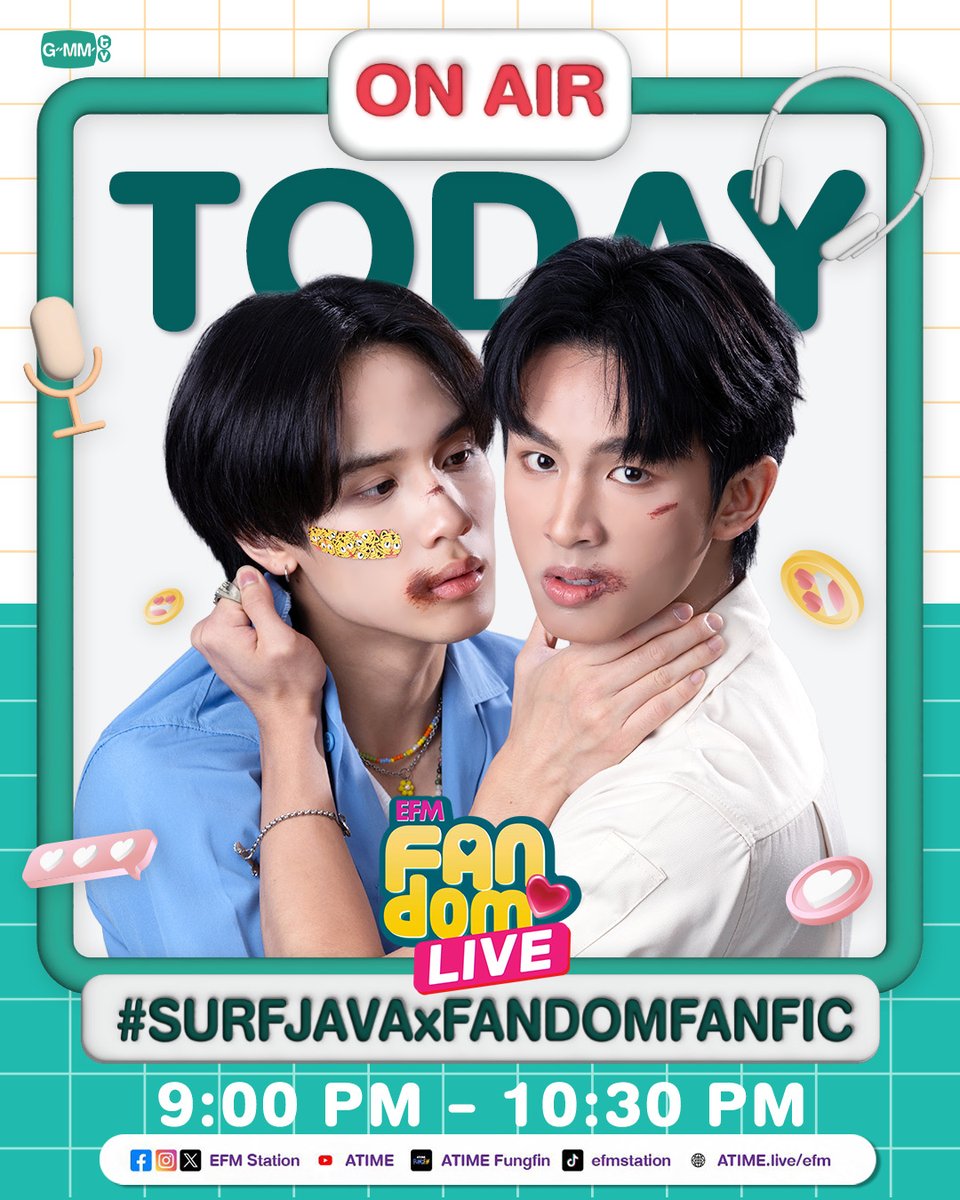 วันนี้! เตรียมพบกับ “เซิร์ฟ-จาว่า” ใน EFM FANDOM LIVE แฟน ๆ เตรียมเจอกับทั้งคู่ได้เลย🙏❤️‍🩹

เวลา 21:00 - 22:30 น. ทาง Facebook, TikTok, X : EFM Station / YouTube : ATIME / Application : ATIME Fungfin / Web : atime.live
#MuTeLuvLoveMeIfYouSwear
#EFMFANDOMLIVE
#GMMTV