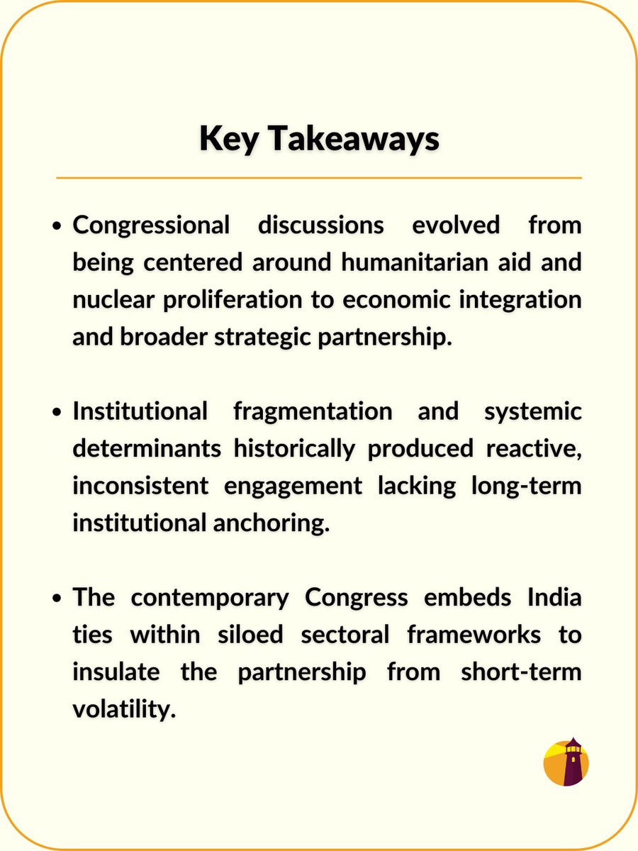 US Congressional attitudes towards India have evolved with shifts inside Washington and changes in the international system.

Abhishek Kadiyala (<a href="/AbhishekSocials/">Abhishek Kadiyala</a>)’s paper traces this evolution from 1947 to 2024, identifying the institutional drivers within Congress and the