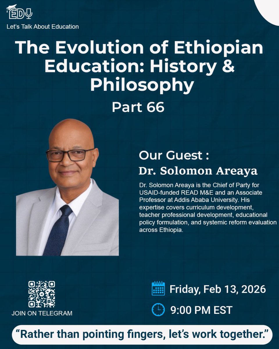 🌟 Let’s Talk About Education 🌟 

Join us on Telegram  
📅 Date: February 13, 2026
🕘 Time: 9:00 PM EST 

👉 "Rather than pointing fingers, let’s work together!" 

🌐 Our Social Medias: linktr.ee/LTEcommunity 

#letstalkabouteducation #part66 #SolomonAreaya