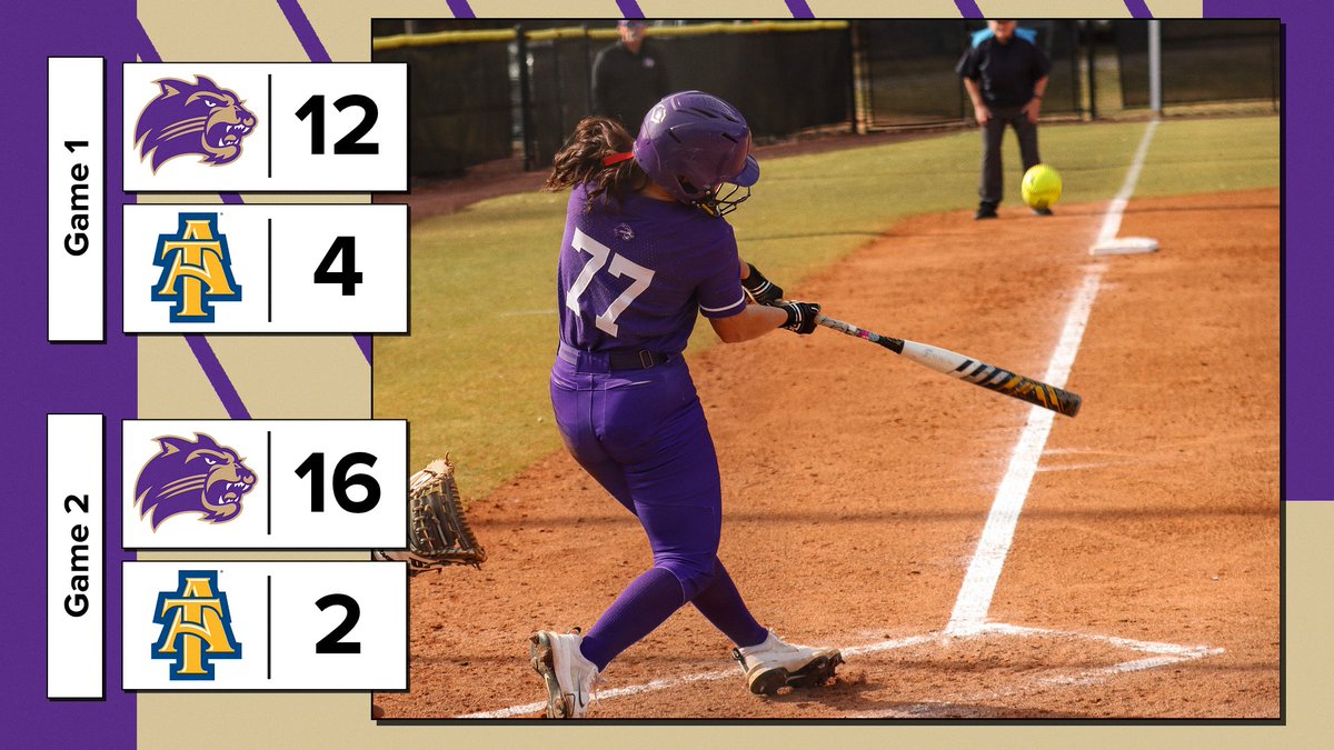 We plated 28 runs on 27 hits to earn a pair of opening day run-rule victories this afternoon over N.C. A&amp;T. Check out all the details of this afternoon's doubleheader sweep over the Aggies.

 🔗- shorturl.at/WWpxc

#CatamountCountry | #WheeAreOne | #Team21