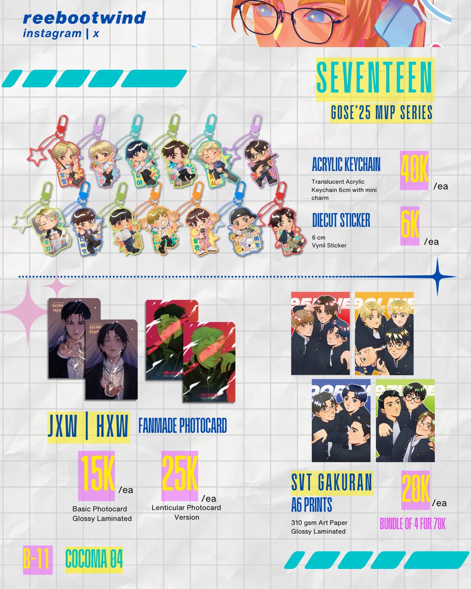 reebootwind's tweet photo. [ ♡ &amp; 🔁are really appreciated! ]

Hello! I finally drop my #merchcatalogue for #cocoma4

✿ OTS Only - Mail Order TBA
✿ Fandom: Seventeen, Plave, ORV
✿ Booth Number: B-11
✿ 14 February 2026 | Dian Ballroom, Ciputra Mall Grogol

#COCOMA4CATALOGUE #COCOMA
(1/3) Seventeen https://t.co/bsEQmjE8lq
