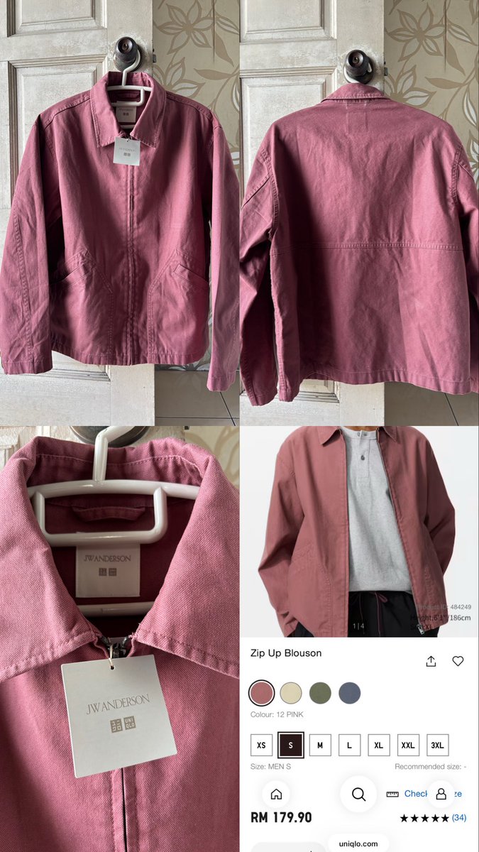 d1nosk8's tweet photo. WTS: uniqlo JW ANDERSON zip up blouson in salmon pink (12)

size M

reason for selling: wrong size and alr bought replacement

willing to let go for rm150 incl shipping (price in store rm179.90)

original condition (bought last week), never worn, never washed, tag still attached https://t.co/SiMOGYsIah