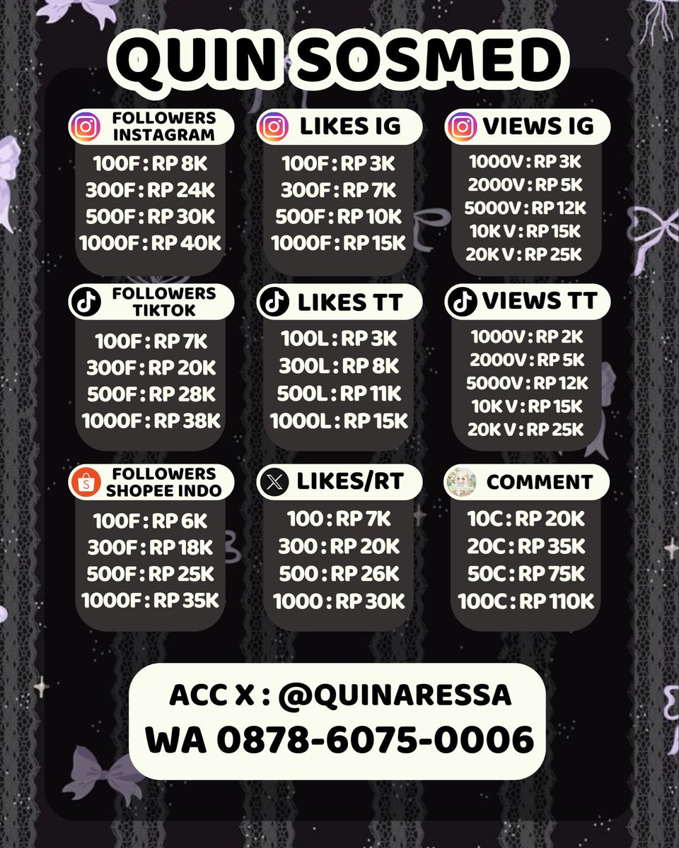 crevent's tweet photo. Ready yaaa yg butuh sosmed needs ada like views share save instagram likes open jasa jual followers tiktok akun lokal indonesia no bule subs zonauang youtube jasa komen buzzer indo comment ig upfoll uplike sewa beli wts wtb

Fastresp ke wa:
0878-6075-0006 https://t.co/T1W5GUnqfI
