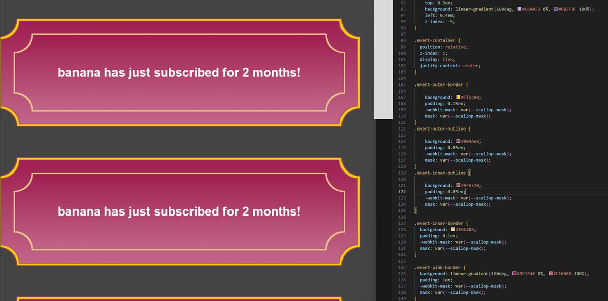 🙈design vs code =

<div class="event-container">
<div class="event-outer-outline">
<div class="event-outer-border">
<div class="event-inner-outline">
<div class="event-pink-border">
<div class="event-inner-border">

HELP