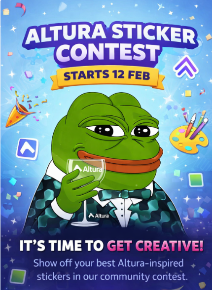 good morning 𝕏 Fam 

🎨 ALTURA STICKER CONTEST, STARTS 12 FEB

▪ get ready to show your creativity.

▪ team will launching a Sticker Contest to discover fresh, fun designs for Altura’s community sticker packs.

🖌 What to Make :

▪ Theme: Anything inspired by Altura

▪
