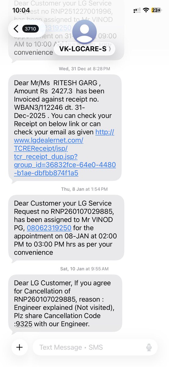 riteshin140's tweet photo. @LGIndia I complained for Fridge cooling issue on 27th Dec and that was the start of my woes. The engineer visited and told that part is not available. But Next day, he visited to replace the Fan Motor. Paid 2473 rs. But then a new issue came up and water droplets started forming https://t.co/RHVKjVLjoq