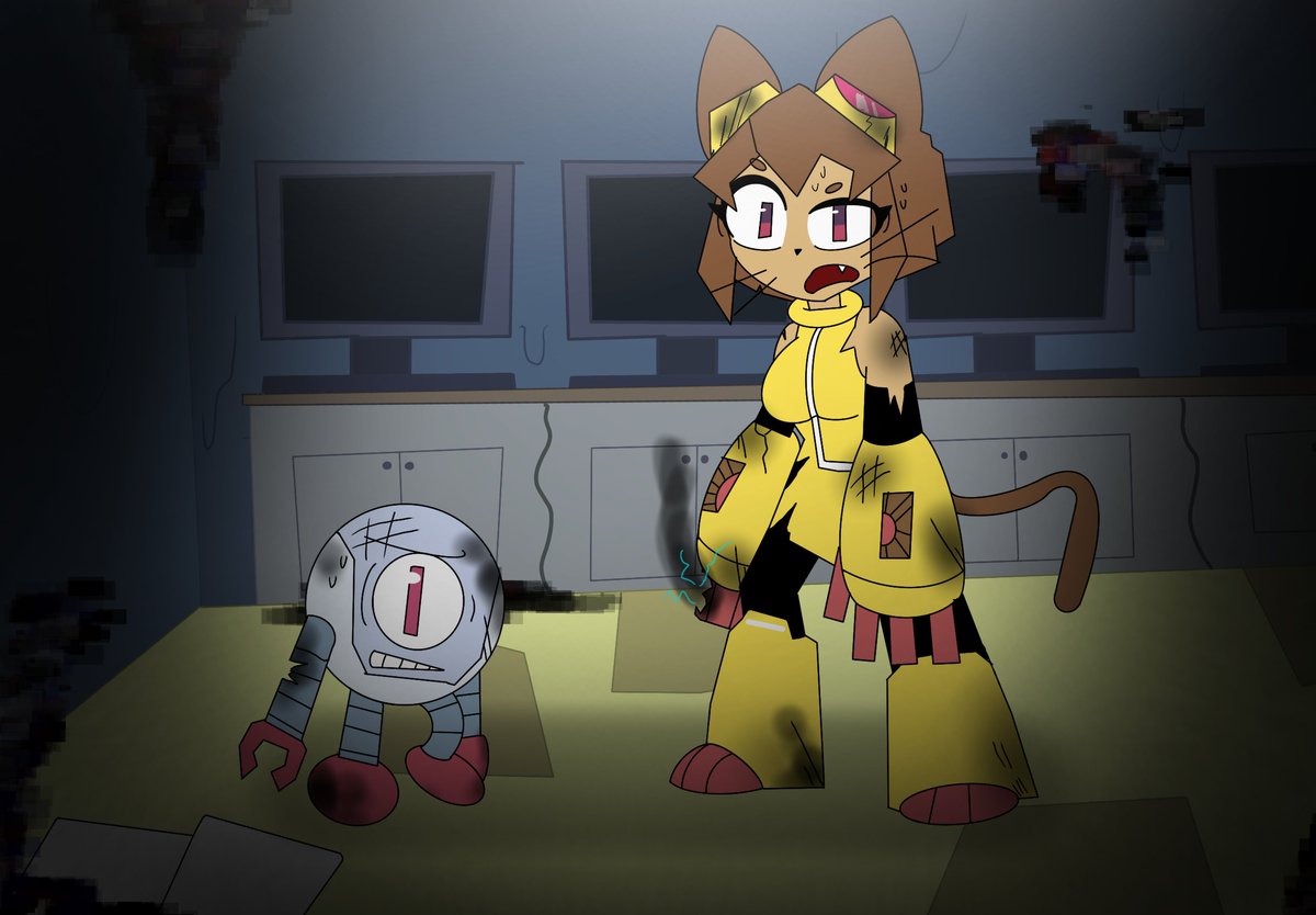 “There’s no running, no hiding and most importantly, THERE IS NO ONE TO SAVE YOU NOW.” Here’s an art piece of Kit and Kaboodle wounded from fighting my Pibby combined Finn and Jake! #gameoverse #pibbyapocalypse #adventuretime #crossover