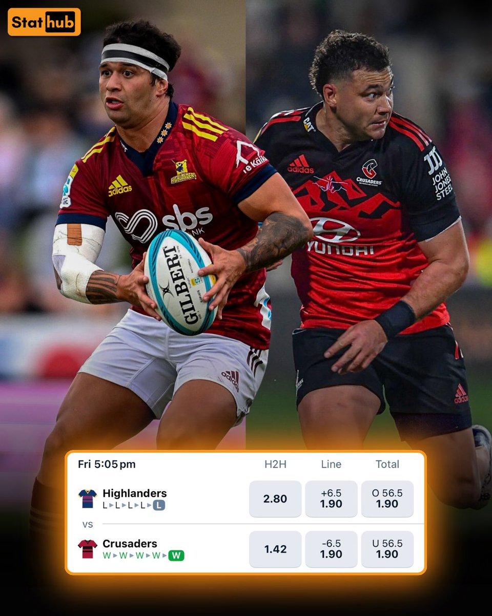 Stat__Hub's tweet image. Who do you have winning the Super Rugby season opener between the Crusaders and Highlanders?