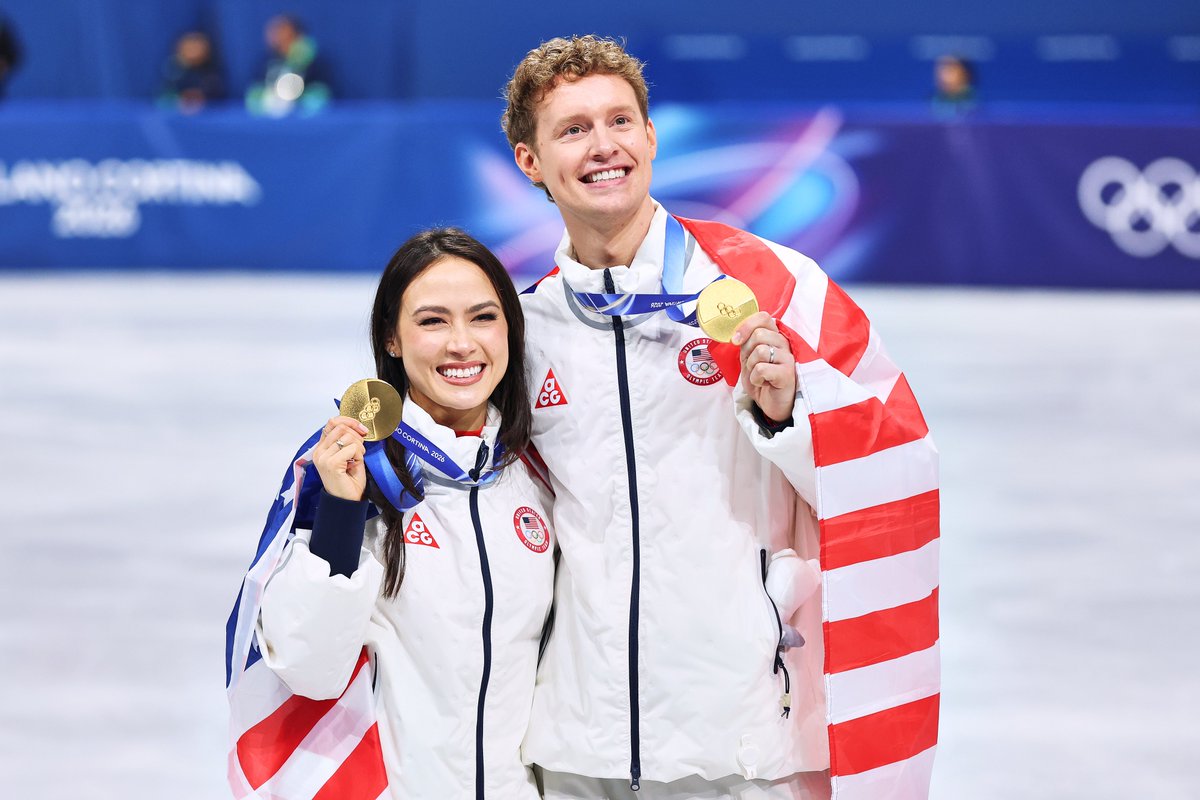 CGTNSportsScene's tweet photo. "For us, all four performances (across the team event and ice dance) were flawless. We are super proud of how we handled ourselves, and the rest is out of our hands."

-🇺🇸#TeamUSA's Madison Chock &amp; Evan Bates on taking silver🥈

#FigureSkating #MilanoCortina2026 #WinterOlympics https://t.co/HUUVfbHLCP