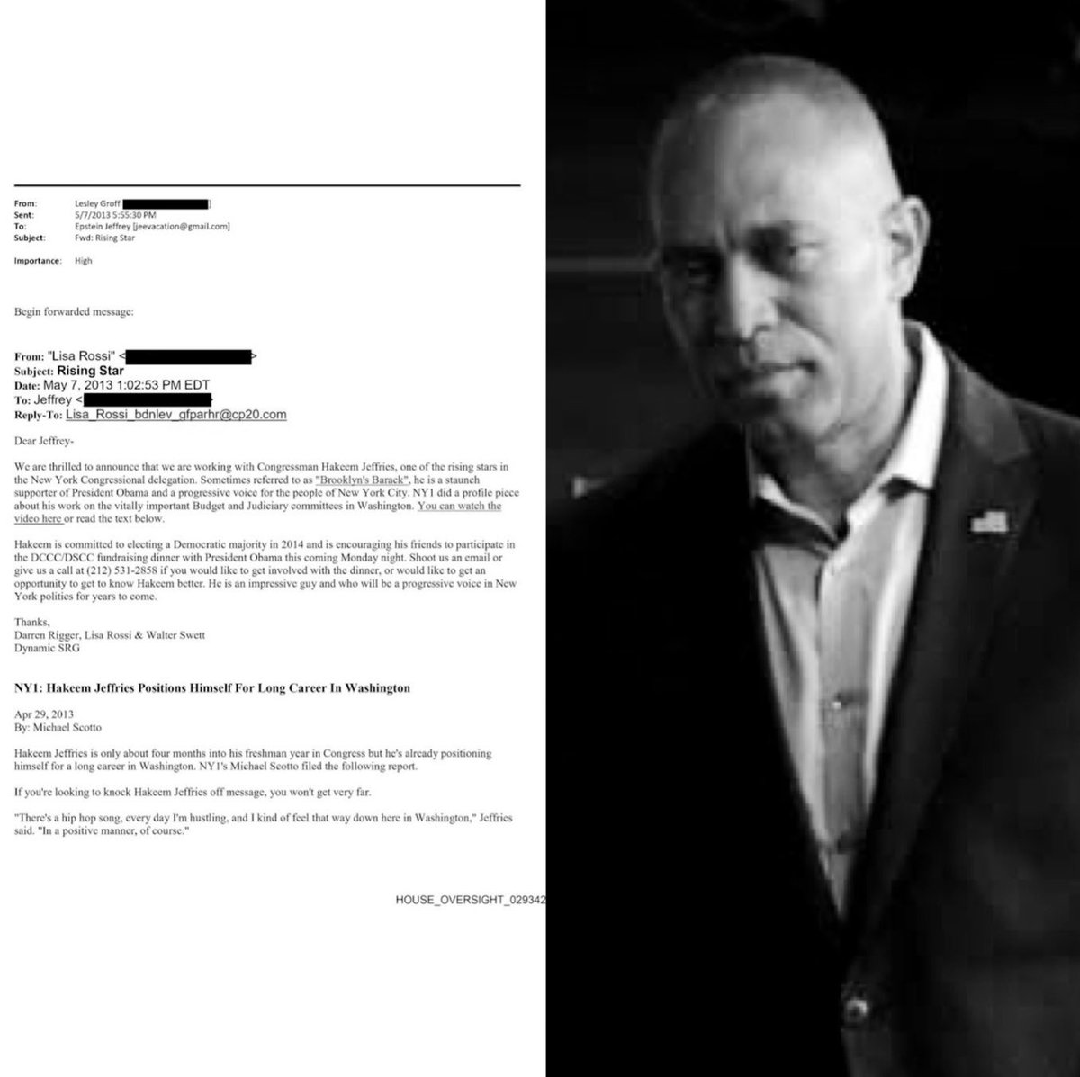 Wow - the Hakeem Jeffries camp was trying to set up a dinner with Jeffrey Epstein 5 years AFTER his conviction.

Throw him in the same dumpster as Trump and the rest of them.