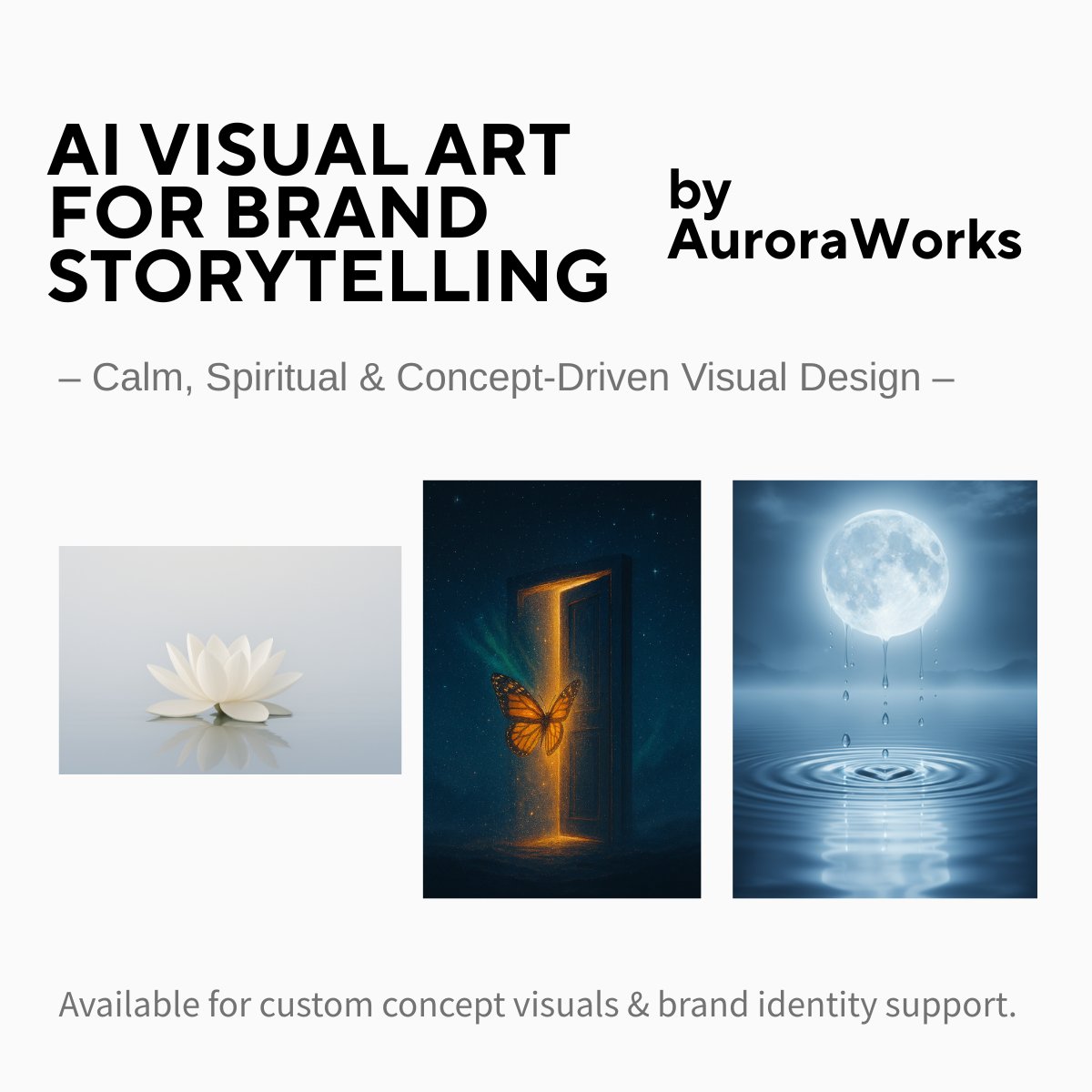 AuroraWorks882's tweet photo. AI Visual Art for calm &amp; conscious brands.

Brand storytelling × AI design.

#AIDesign #Branding #VisualArt #Creative https://t.co/4IbJGXI6dP