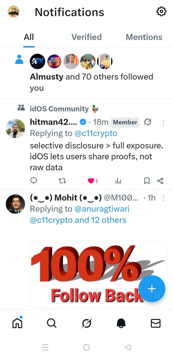 सिर्फ एक दिन में 70 लोगों ने मुझे फॉलो किया और मैंने भी सभी को फॉलो बैक दिया। ग्रोथ का असली राज आपसी सपोर्ट और लगातार एक्टिव रहना है। अगर हमें साथ में आगे बढ़ना है, तो एक-दूसरे को सपोर्ट और एंगेज करते रहना होगा। यही मजबूत कम्युनिटी बनाने का सही तरीका है।
<a href="/anuragtiwari/">Anurag Tiwari</a> 
<a href="/ocjain4/">Ocean Jain</a>