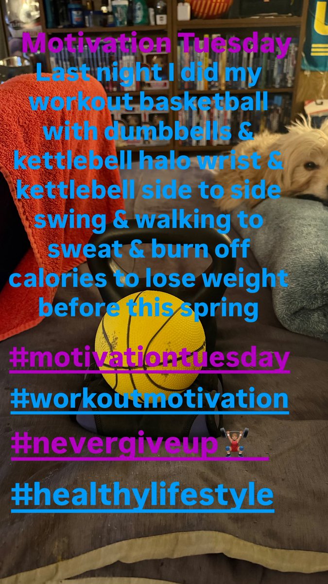 Motivation this past Tuesday workout was basketball with kettlebell halo &amp; kettlebell side to side swing &amp; walking to sweat &amp; burn off calories to lose weight before this spring. #motivationtuesday #workoutmotivation  #nevergiveup🏋🏽‍♂️ #healthylifestyle.