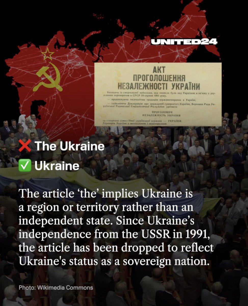 rshereme's tweet photo. How to Talk About Ukraine-Correctly

Not “the Ukraine war” but “russia's war against Ukraine.”

Russia's war against Ukraine is black and white-there is a clear victim and aggressor. Language must reflect this.

Not “special military operation” but “russia's illegal, unprovoked and unjustified full-scale military invasion of Ukraine.”

There is nothing special about invading a country to torture, rape, deport, and kills its native population.

3. Not “the Ukraine” but “Ukraine.”

The article 'the' implies Ukraine is a region or territory rather than an independent state. Since Ukraine's independence from the USSR in 1991, the article has been dropped to reflect Ukraine's status as a sovereign nation.

Not “russian liberation, russian liberators” but “russian occupation, russian invaders.

The only thing russian forces have liberated Ukraine from is peace.

Not “adoption of children from Donetsk and Luhansk regions” but “the unlawful kidnapping and deportation of Ukrainian children.”

The UN Convention on the Rights of the Child (CRC) and Geneva Conventions strictly prohibits the unlawful, forcible displacement, deportation, or abduction of children during.

Source: United 24