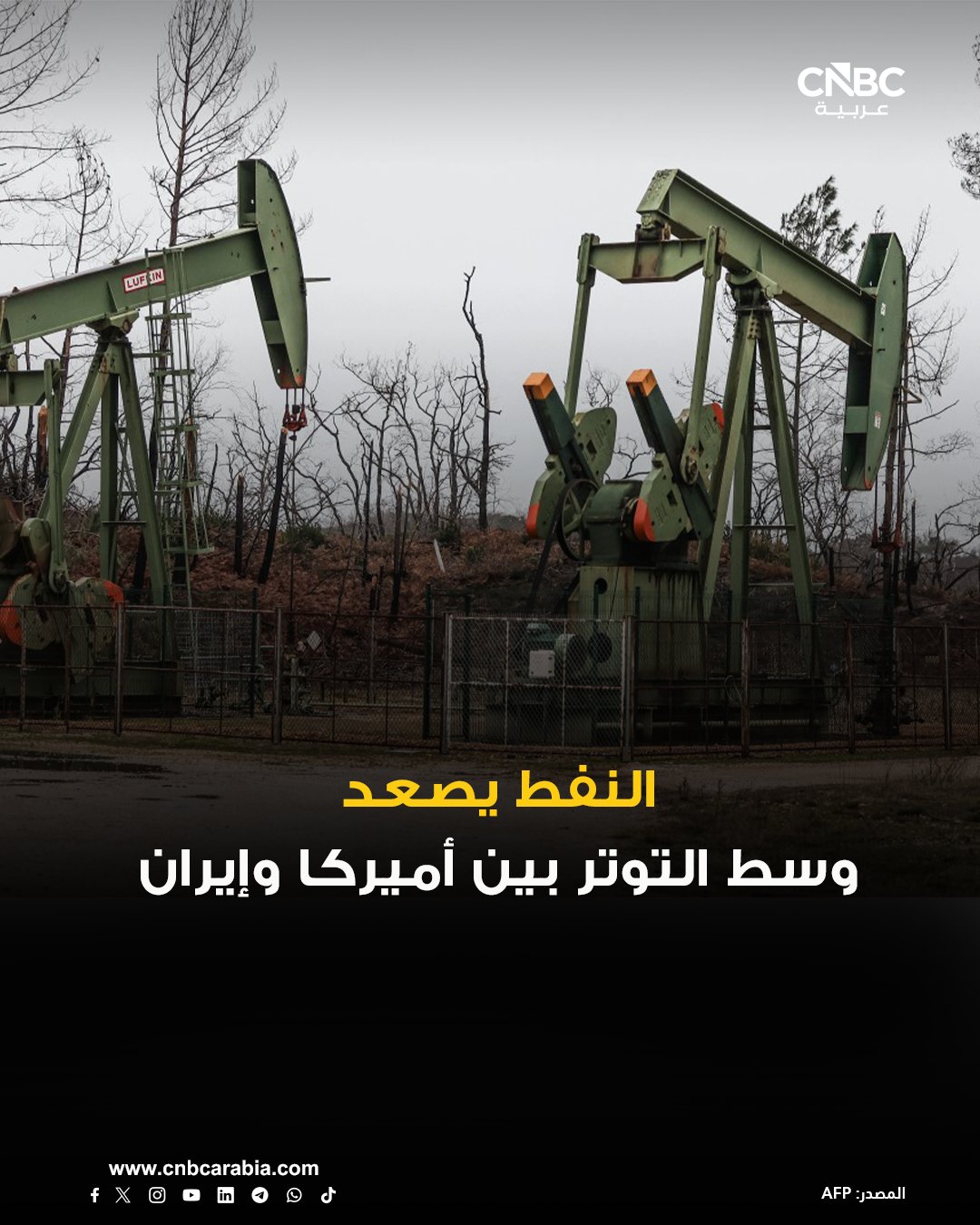 أسعار النفط ترتفع خلال تعاملات اليوم الخميس وسط قلق المستثمرين من تصاعد التوتر بين أميركا وإيران: العقود الآجلة لخام برنت ترتفع بنحو 0.4% إلى 69.7 دولار للبرميل 