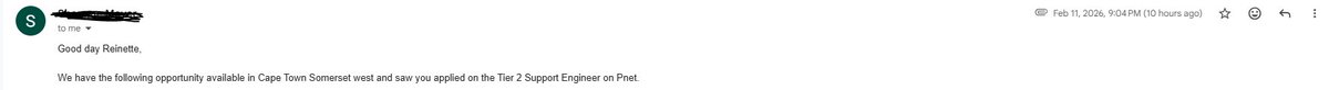 The pain of getting job opportunities in Cape Town while Pretoria and JHB don’t even respond to your CV.🥺🥺