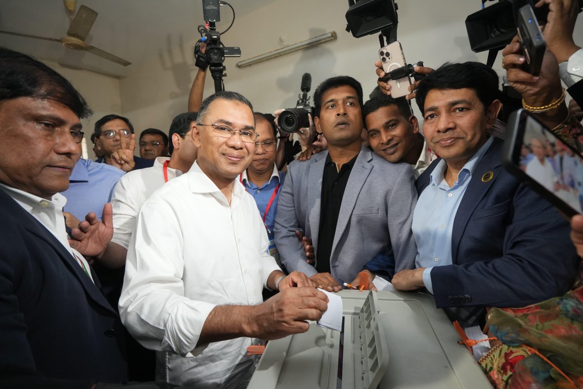Bangladesh Nationalist Party leader Tarique Rehman casts his vote in Dhaka on Feb. 12, 2026. 

Photo credits: Monzur Morsed Ricky

Follow live updates here: bit.ly/4txRYQV