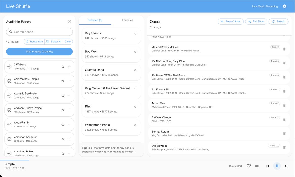 liveshuffle_app's tweet photo. New web app is live! https://t.co/oZvaKgLxJU