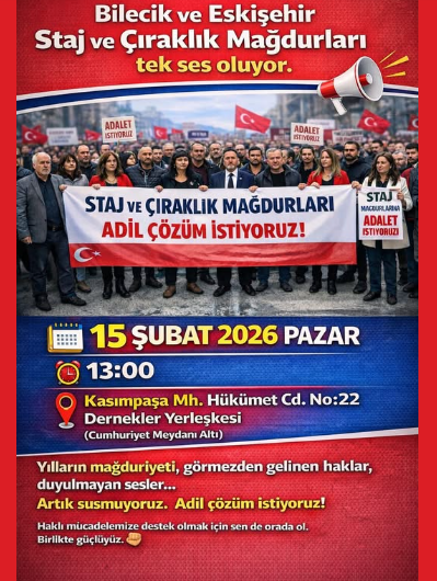 ANKSTAJCIRAK's tweet photo. Duyuru 📢

@halileldemir
@NebiHatipoglu
@deryacirakli
@ProfDrAGurcan
@fatih_donmez
@jalenursullu
@utkucakirozer
@yasartuzun06
@CevahirManas
@GurhanAlbayrak
@ayseunluce
@melekmsubasi
@herkesicinCHP
@CHPEskisehir26
@ChpBilecik11
@Akparti
@akpartibilecik
@AKEskisehir26 
@RefahBilecik
@YenidenRefahEs
@BilecikAParti
@avukatayhanerel
@AnahtarPartiEsk
@avukatayhanerel
@caglarol
@MHPeskisehir26
@ismail_cnd_MHP
@Mhpbilecikil
@bilecikbbp
#GökmenAPAR
@bbp_eskisehir_
@tahabaksan
@zaferpartisi26
@hasan_demir26
@bilecik_zafer
@kemalbigezfr11
@ibrahimbag11
@bilecik_haber
@eskisehirbb
@BilecikBeledi
@anadolugzt
@BilecikSsm
@scsms_eskisehr
@mslm_alagoz
@fatbaba03
@STAJMADURLARID1
@ilhanemir
@cerkez341101

Staj ve Çıraklık Sigortası Mağdurları Federasyonu olarak; Bilecik ve Eskişehir Derneklerimizin ortak duruşuyla, unutulması istenen bir gerçeği yeniden hatırlatmak için bir araya geliyoruz.   

Yer: Bozüyük Dernekler Yerleşkesi  
Tarih: 15 Şubat 2026 Pazar  
Saat: 13.00    

Panelde, hukukun dili konuşulacak.  
Mali gerçekler ortaya konacak.  
Ama en çok da, yaşanmışlıklar anlatılacak.  

Bugün susmak, bu haksızlığı kabullenmek demektir. Bugün yan yana durmak ise, tarihe doğru yerden not düşmektir.   

Tüm staj ve çıraklık sigortası mağdurları bu mücadeleye davetlidir.    

Çünkü emek unutulursa, adalet de unutulur.  
Çünkü hak, ancak sahip çıkıldığında haktır.

Yıllarca Çalıştık
#StajyerÇırakYarımSigortayıHakEtmiyor