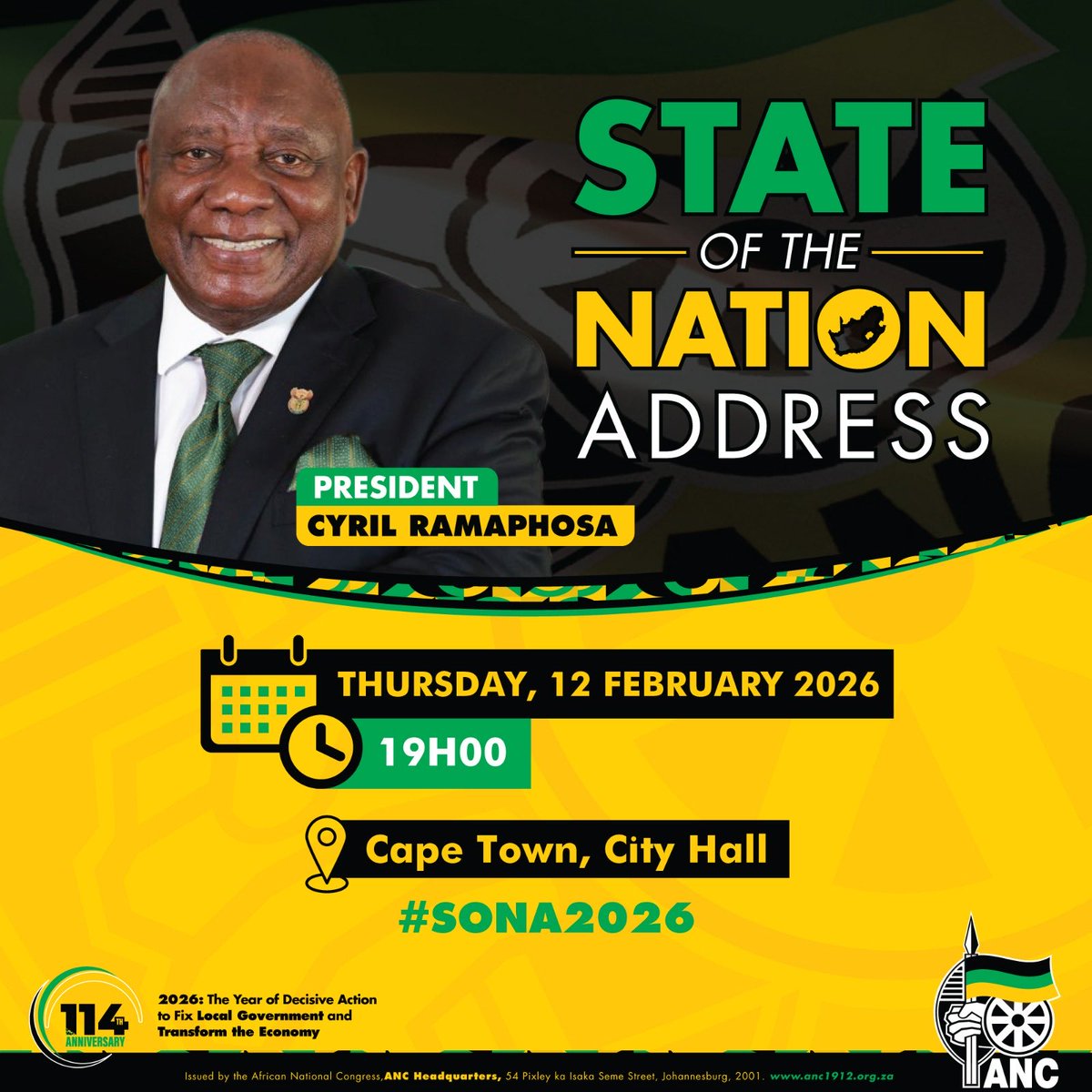 MbalulaFikile's tweet image. Today all eyes of the nation will be listening to the ANC and State President, Cde Cyril Ramaphosa present the State of the Nation Address in Cape Town. The state of the nation is a moment in our country’s calendar where the President conveys to us the progress we have made as a