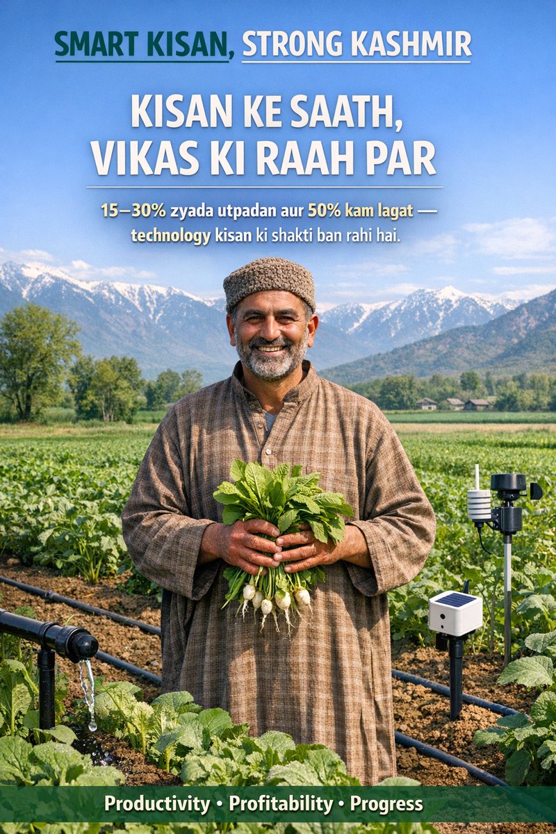 Faheem262271472's tweet image. Real‑time weather aur soil health data se kheti ho rahi hai zyada smart aur sustainable. 
#BadaltaKashmir #TechForFarmers #ORomeo #RajpalYadav #SAvsAFG #INDvNAM