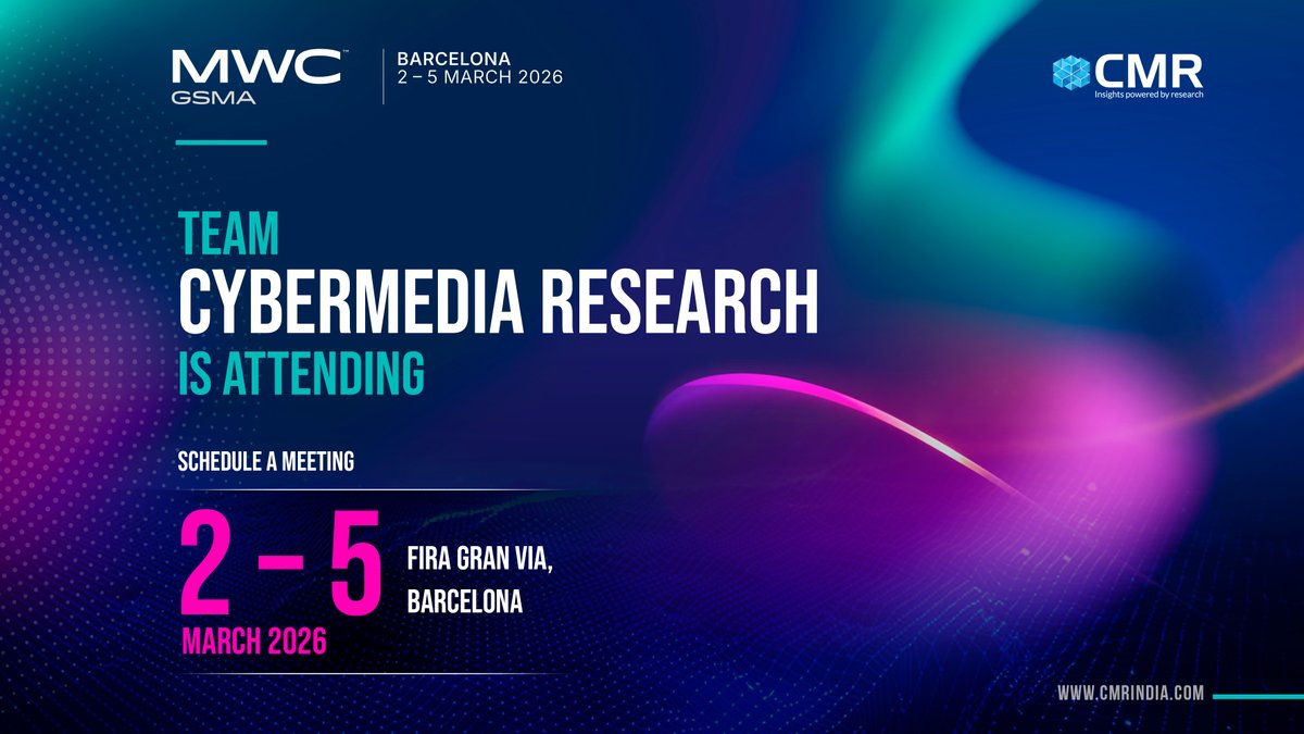CMRINDIA's tweet photo. CMR will be at #MWC2026 (March 1–5), engaging global leaders on India’s digital opportunity and the shifts reshaping the TMT landscape.

We combine research-led intelligence with on-ground insight to power data-driven GTM in India.

Connect with us in Barcelona.

#CMRInsights https://t.co/UtssOvpdc5