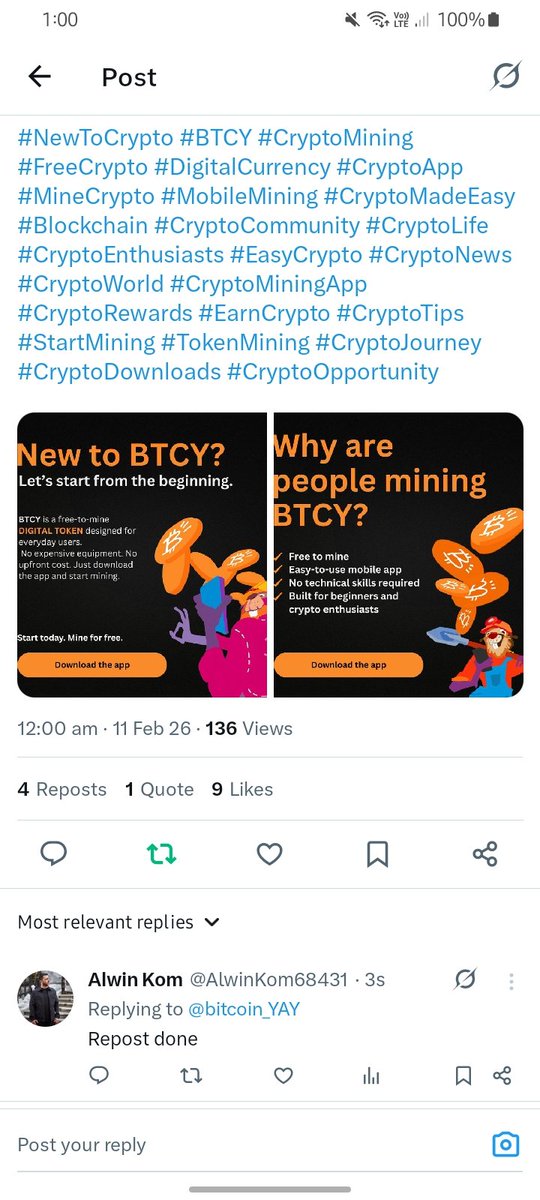 AlwinKom68431's tweet photo. @bitcoin_YAY Alwinwise4@gmail.com
Repost done
#Btcy #Bitcoinyay #CryptoBtcy #BtcyMining #cryptominingapp
#Crytpominer https://t.co/ZX9mKK0UFH