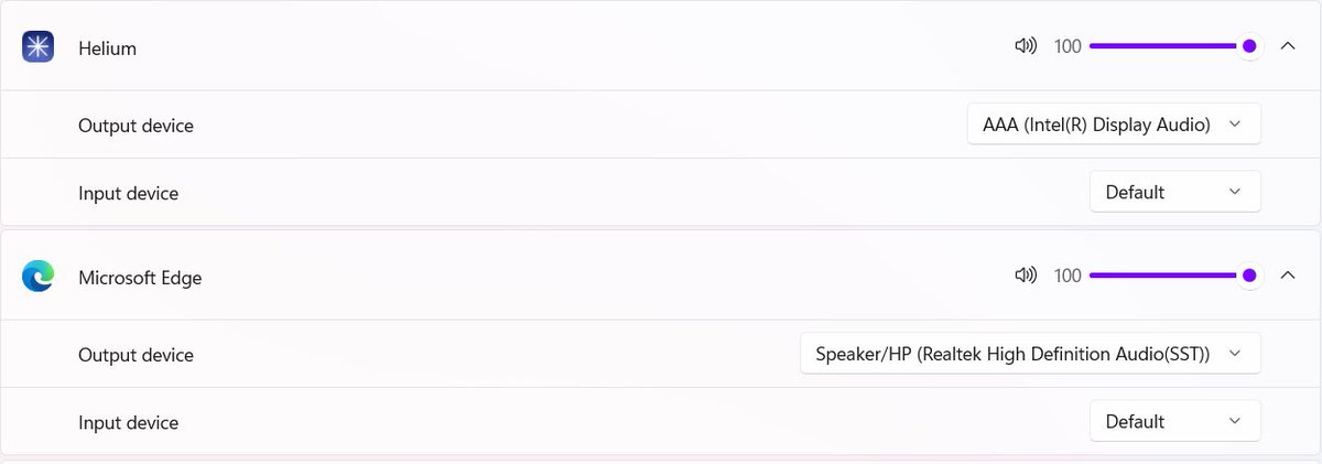 It's cool that you can change sound output sources on an app-by-app basis on windows 11