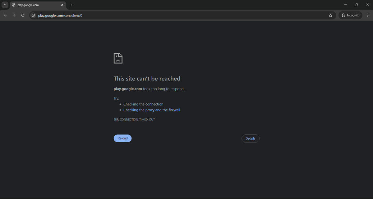 AdityaAnuj07's tweet photo. #AskPlaySupport @GooglePlayBiz @Google @GoogleIndia @GooglePlay @googledevs 

Why play console is not working on system?? 

Even in incognito mode its not opening.
Please fix this ASAP! https://t.co/k1l0EEbu48