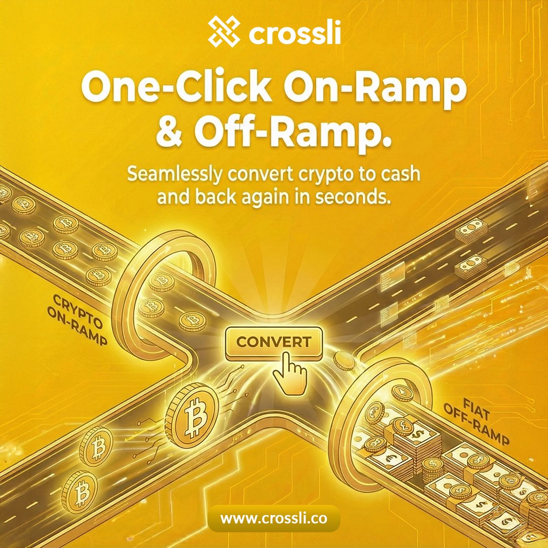 CrossLiFinance's tweet photo. 🚀 One-Click On-Ramp &amp; Off-Ramp
Convert crypto to cash — and back again — in seconds.
Fast. Seamless. Simple. https://t.co/GJC8T9KaR4