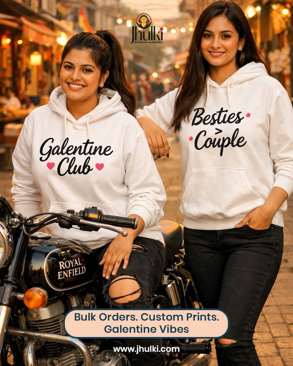 Couples are cute, but besties are forever. This Galentine’s, show up matching, laughing, and louder than ever in custom hoodies made just for your gang.

#galentinevibes #bestiegoals #customhoodies #friendshipstyle #matchingoutfits