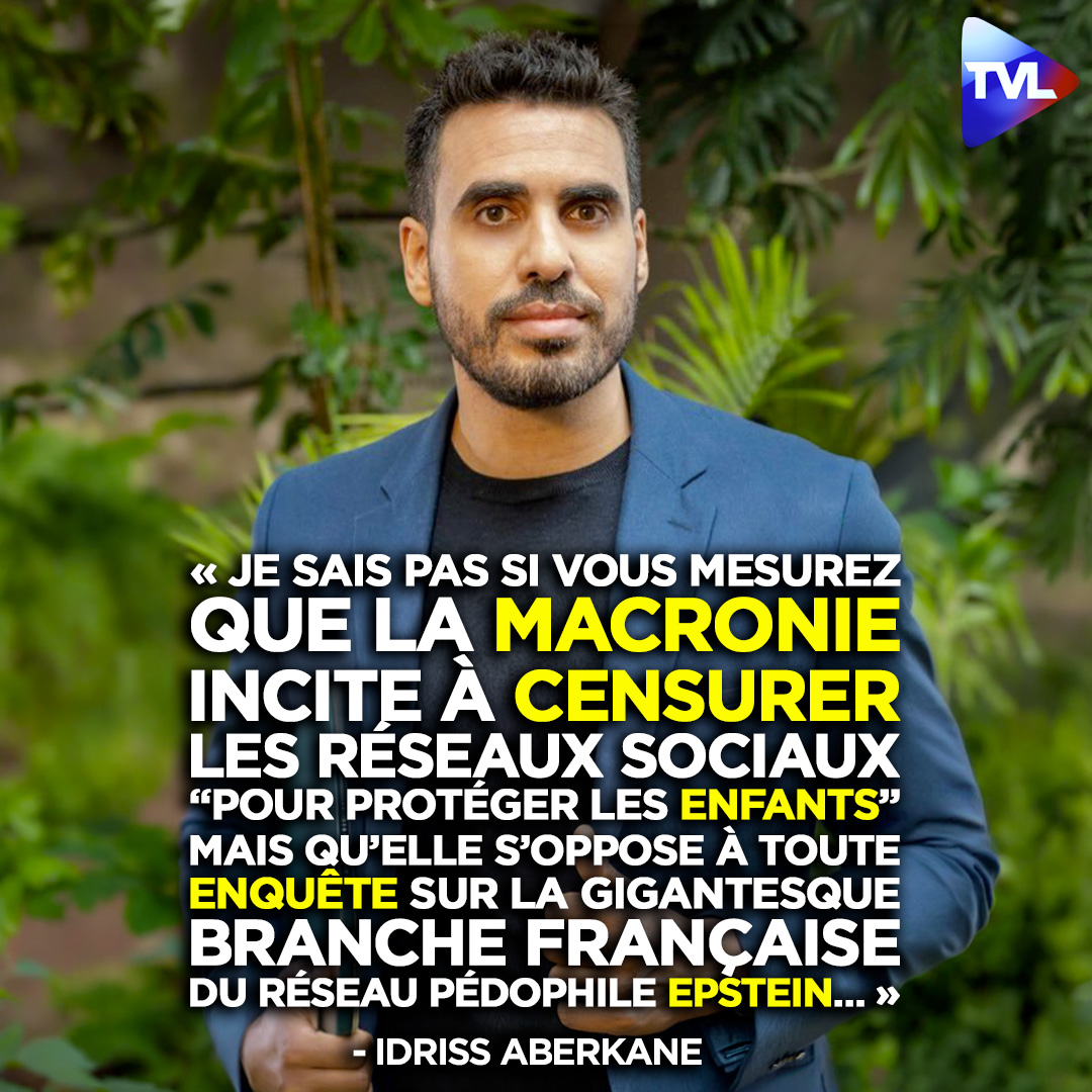 ⚖️ ​<a href="/idrissaberkane/">Idriss J. Aberkane Ph.D x3</a> : « Je ne sais pas si vous mesurez que la Macronie incite à censurer les réseaux sociaux “pour protéger les enfants” mais qu’elle s’oppose à toute enquête sur la gigantesque branche française du réseau pédophile Epstein… »
