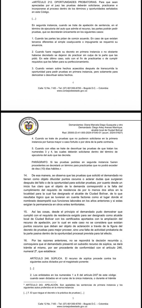 pandi109's tweet photo. @manolitosalazar @ALCBolivar @consejodeestado @dianadiago @manolitosalazar mi proceso todavía está en trámite y le faltan etapas, de hecho en el punto 15 puedes evidenciar que ya el @consejodeestado manifiesta que pude demostrar que siempre he vivido en la localidad, esperemos que salga el fallo definitivo y que la justicia actúe. https://t.co/km4hUuZ2gf