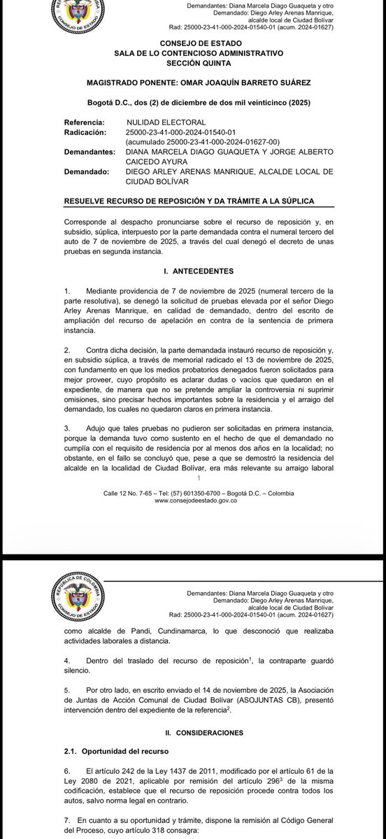 pandi109's tweet photo. @manolitosalazar @ALCBolivar @consejodeestado @dianadiago @manolitosalazar mi proceso todavía está en trámite y le faltan etapas, de hecho en el punto 15 puedes evidenciar que ya el @consejodeestado manifiesta que pude demostrar que siempre he vivido en la localidad, esperemos que salga el fallo definitivo y que la justicia actúe. https://t.co/km4hUuZ2gf