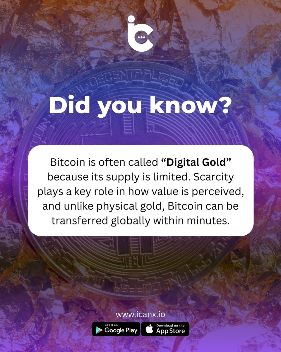 Digital gold or digital innovation? Either way, crypto continues to reshape how value moves.
.
.
.
#icanx #icancoin #bitcoin #crypto #blockchain #digitalassets #cryptofacts #web3 #cryptocommunity