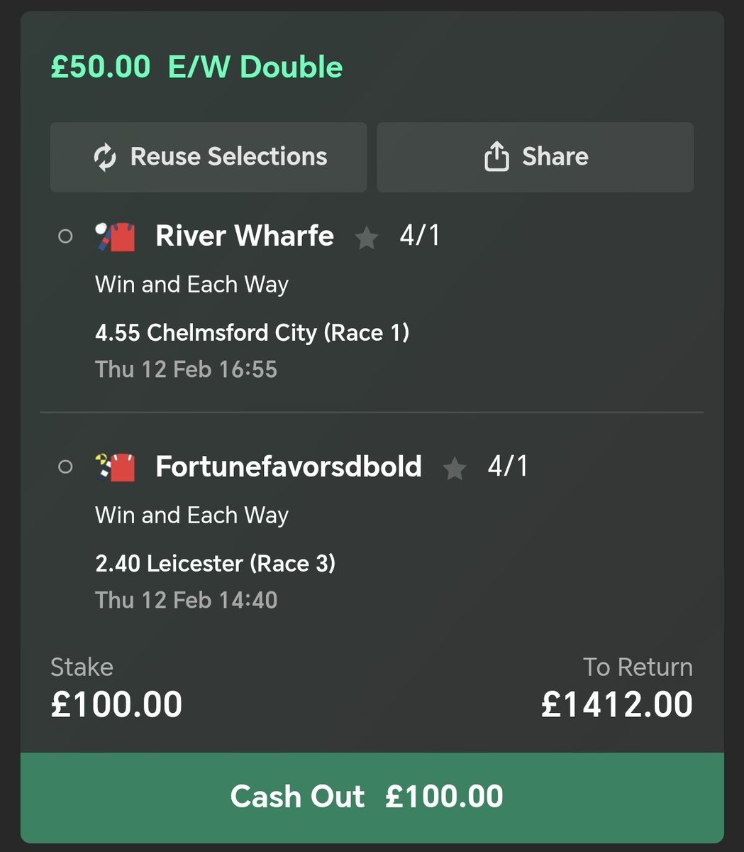 24/1 E/W DOUBLE 🔥

£200 to TWO people if this lands.
Like + RT to enter. 🤟

Telegram in the replies 👇