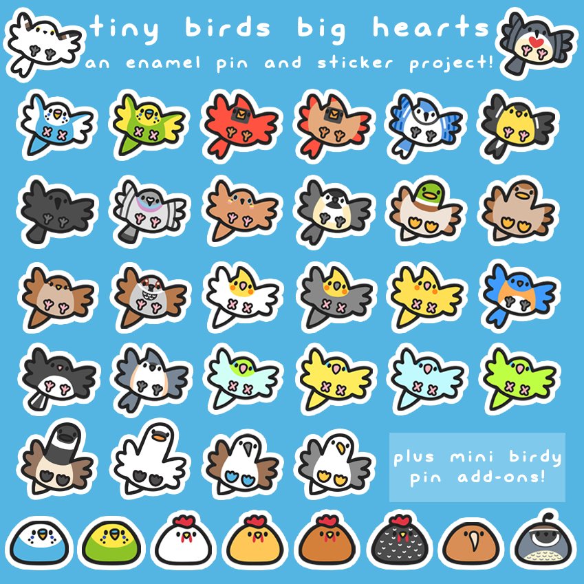Under 12 hours left to pledge!!!!!!!
All pins except the boobie, bleeding heart dove, and shimaenaga are unlocked :>
backerkit.com/c/projects/fle…

In addition, I've teamed up with @i_doodle_random_things and we're offering two free pins and two free stickers for backers of both of our