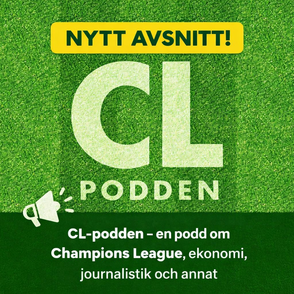 clpodden's tweet photo. Nytt avsnitt av CL-podden ute! ⚽ Andreas "Il dottore" Persson gör comeback bakom mikrofonen!

➡️ Football Money League 2026 (9:34)
➡️ Vem två extraplatser till CL nästa år? (28:57)
➡️ Vinnare/förlorare-lista (42:41)

Med @c_dahlstrom &amp; @DonMascarpone https://t.co/0VbZWCqBUB