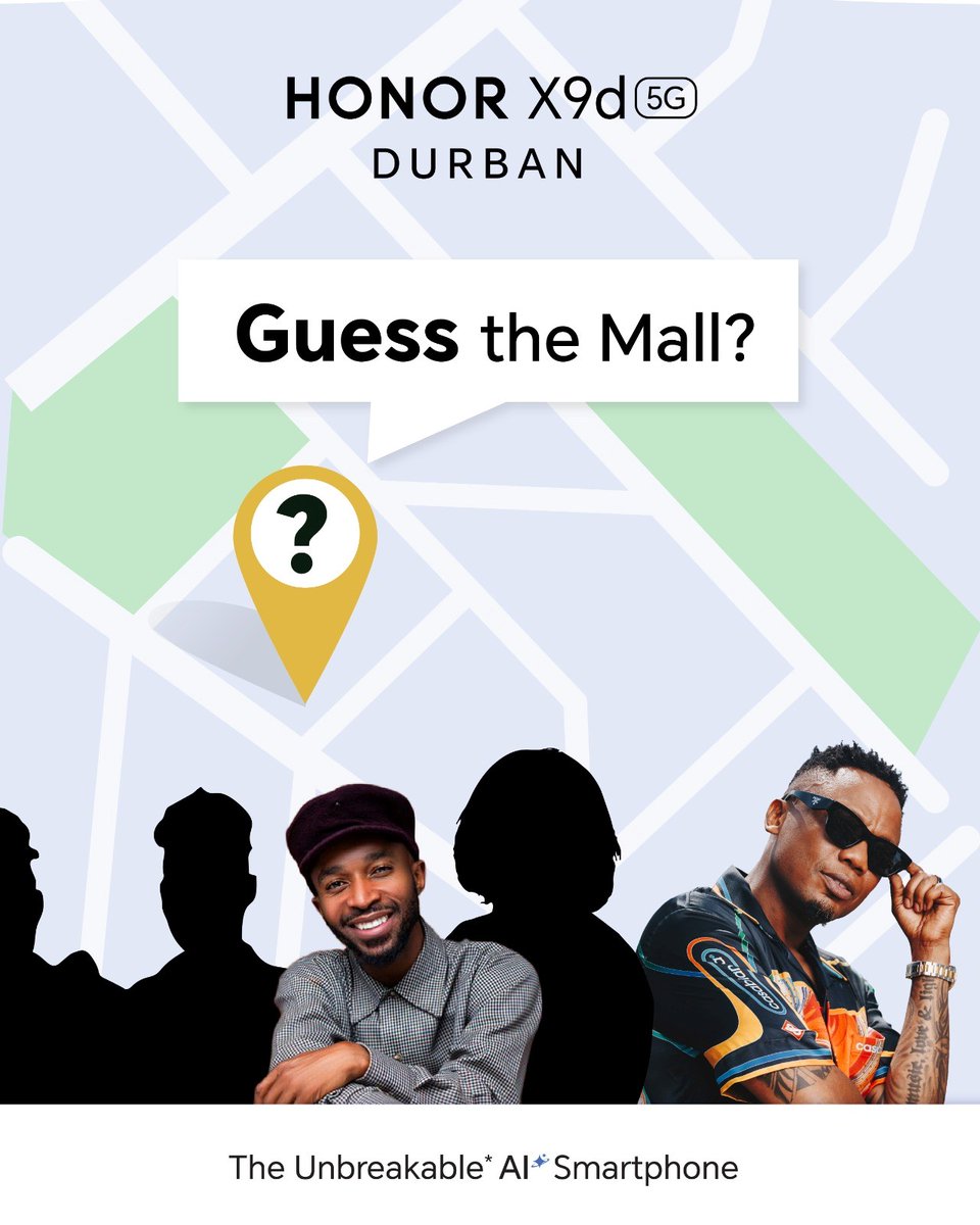 HonorAfrica's tweet photo. 🚨 HONOR X9d Durban Takoever is loading 

Test the HONOR X9d yourself. Take on all the Unbreakable Challenges and you can win up to R15 000 in prizes this Saturday  🏆

📍 We’re at one of these malls:

Gateway
Pavilion
Cornubia

Guess which one. 😏

Reply now. First correct answer gets a shoutout. 👇🔥

#HONORX9d