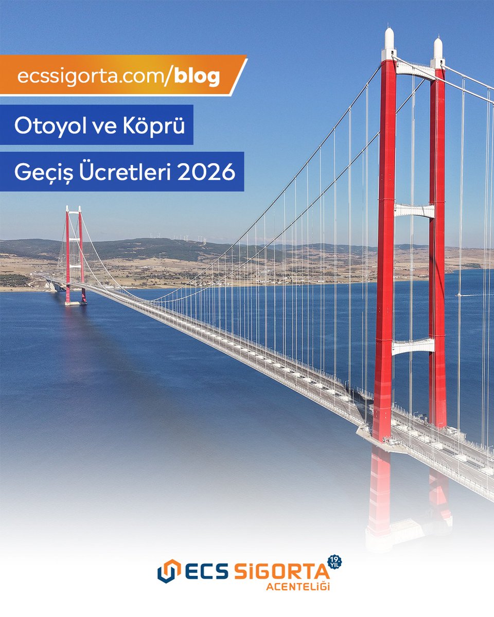 "Otoyol ve Köprü Geçiş Ücretleri 2026"📌
Yeni blog yazımız yayında!
Blog yazısı için: share.google/xCCouRm9biwQVZ… 

👇🏻Sigorta ürünlerimiz hakkında bilgi alın;
📞+90 (850) 550 57 57
📩 info@ecssigorta.com
🌍 ecssigorta.com
