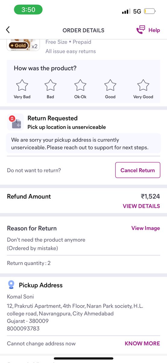 komalsoniofc's tweet photo. @meesho_support That’s what i am saying nothing is there in the app
I can’t see any address here
Not even in single order there’s an address 
Also checked the seller profile
But how do i ship without confirmation of where to send https://t.co/x9LbIK5Gl6