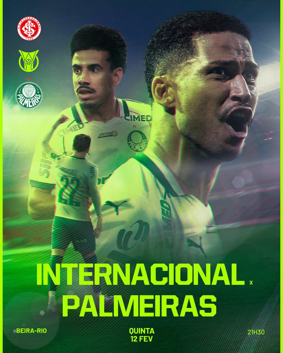 HOJE TEM PALMEIRAS!

🏆 Brasileirão - Rodada 3
⚔️ Internacional X Palmeiras 
⏰️ 21h30
🏟 Beira Rio 
📍 Porto Alegre - RS
🟢 #AvantiPalestra