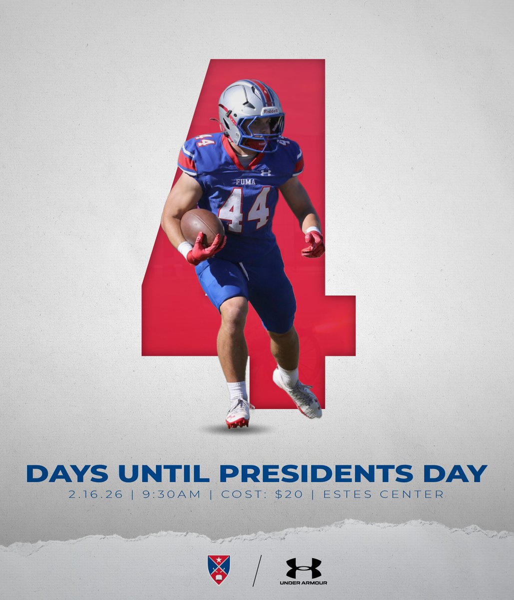 4️⃣ DAYS UNTIL PRESIDENTS’ DAY AT FORK UNION 🏈⏳

⚔️ Class of 2026–2028

📅 Feb. 16 | ⏰ 8:30 AM | 💵 $20 | 📍 Fork Union, VA
Experience the structure and discipline behind Fork Union Football.

🔗 cognitoforms.com/FUMAPGFB/Presi…

#FUMA #PostGradFootball #BodyMindSpirit