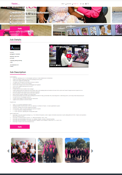 Job Alert!!!

Company: Signature Cosmetics
Position: Creditors Clerk
Location: Gauteng
Click here to apply: spanihunter.co.za/single-job/?id…
Closing Date: 13 FEB 2026

Please refer to the picture for more info