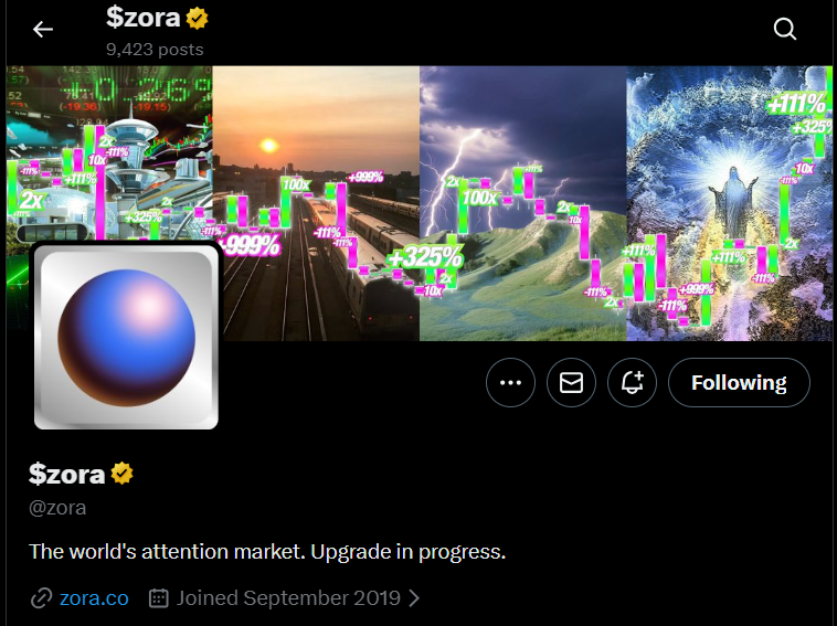How a project can always stay relevant  

- Be <a href="/zora/">$zora</a>  
- Made money on the NFT meta  
- Made money on the L2 networks meta  
- Made money on the free mints NFT meta  
- Made money on the creator coins and tokenized content meta

There haven't been any updates on their page for a